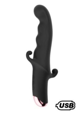 BLACK KNIGHT, Vibromasseur Point G USB en silicone médical doux, doté de 10 modes de vibration - MS218BLK